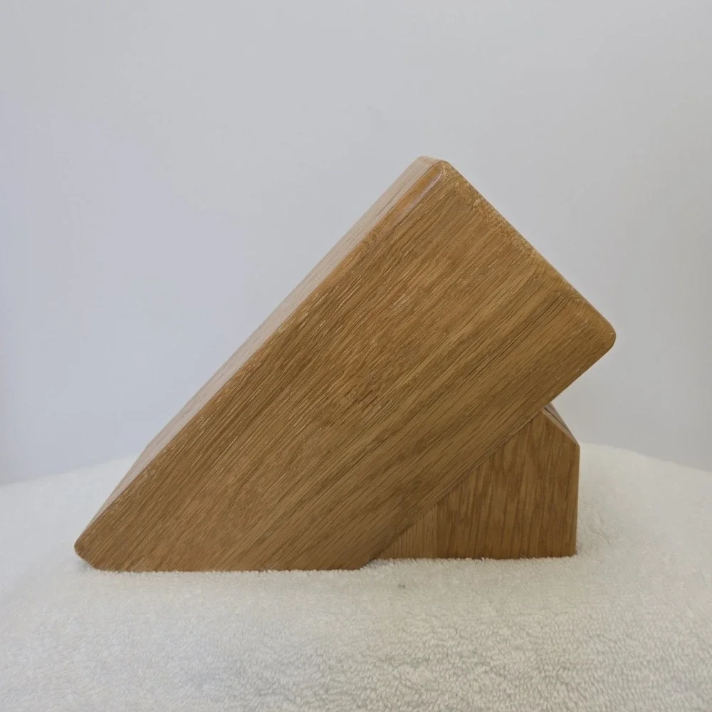 CUTCO 8 Slot Solid Wood Honey Oak Knife Block Holder Made in USA Vtg